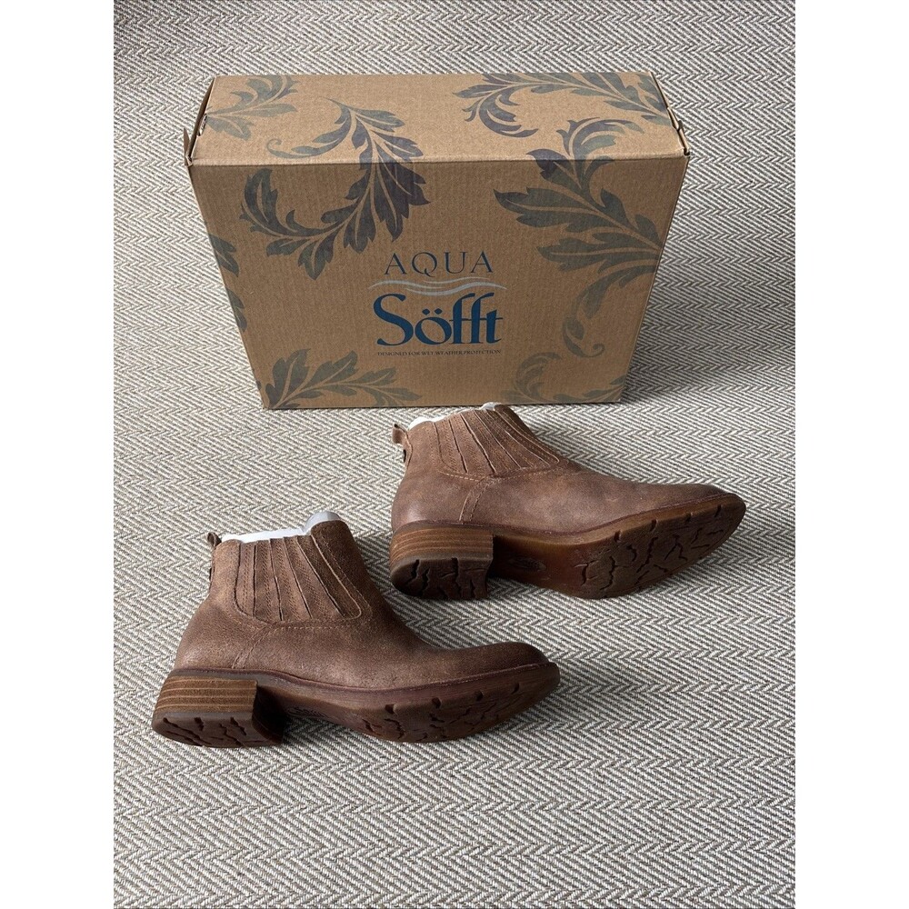 Sofft Womens Size 7 Bellis III Brown Leather Waterproof Chelsea Boots Shoes - Picture 2 of 6